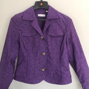 Coldwater Creek size 8 purple floral jacket.